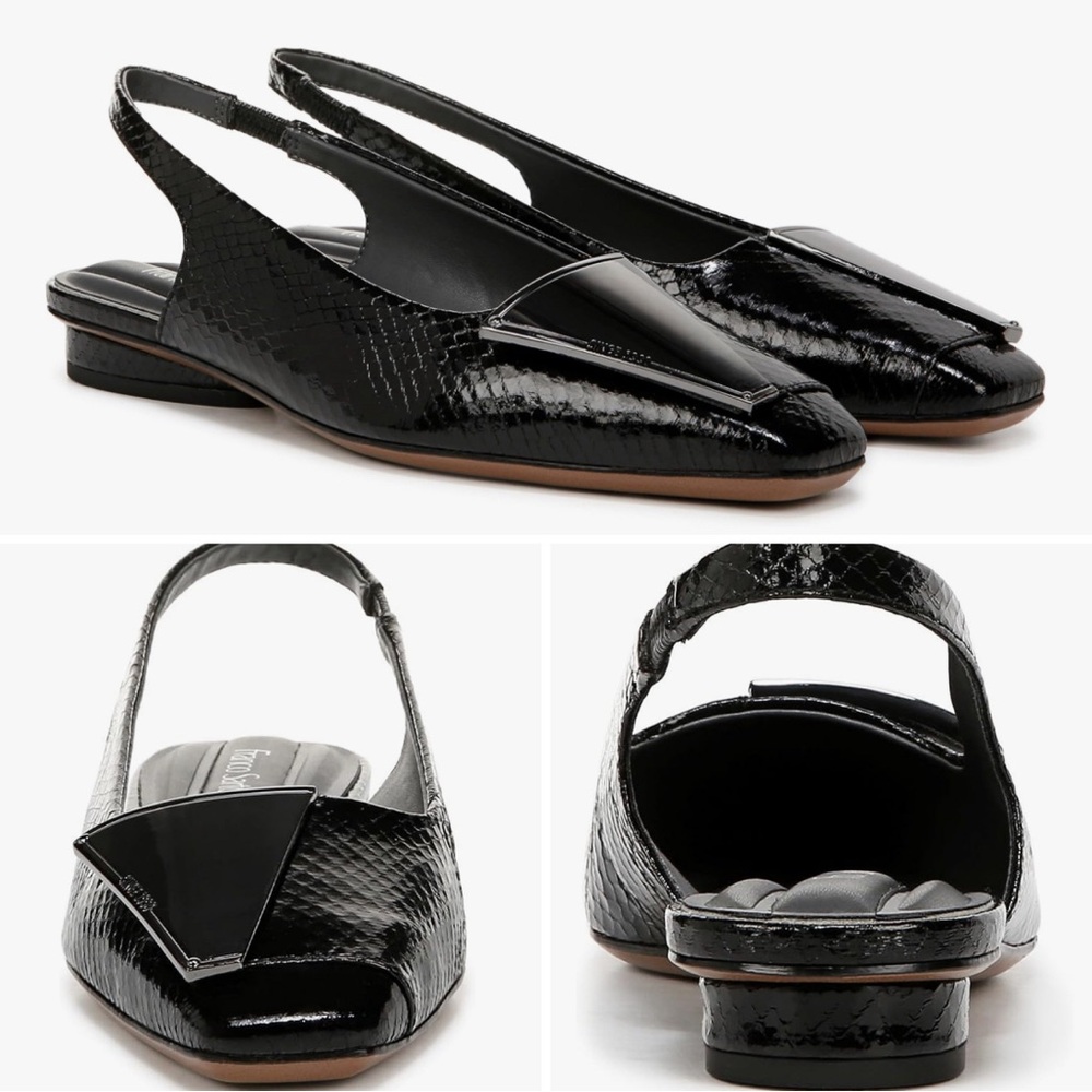 Franco Sarto Elegant Black snake classic Ballet Slingback Flats size 5M NWOT